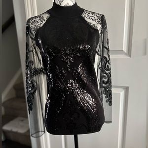 Black sequin embellished top